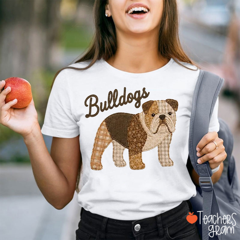 Personalized Mascot Faux Pathwork Animal Teacher T-Shirt