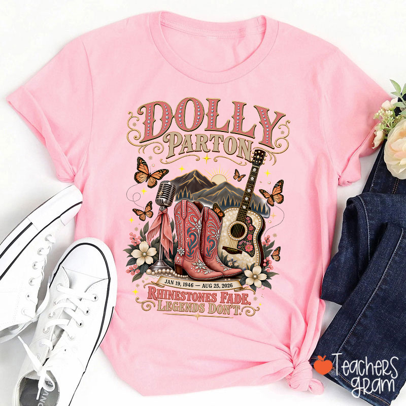 Dolly Parton Western Cowboy Boots Floral Teacher T‑Shirt