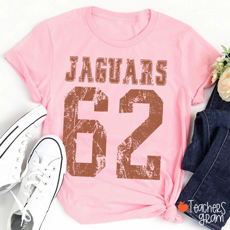 Personalized Mascot Number Vintage Distressed Sport Teacher T‑Shirt