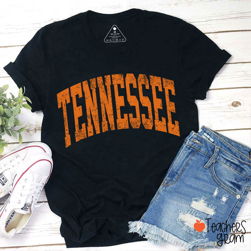 Vintage Distressed Tennessee Bold Arch Letter Teacher T-Shirt