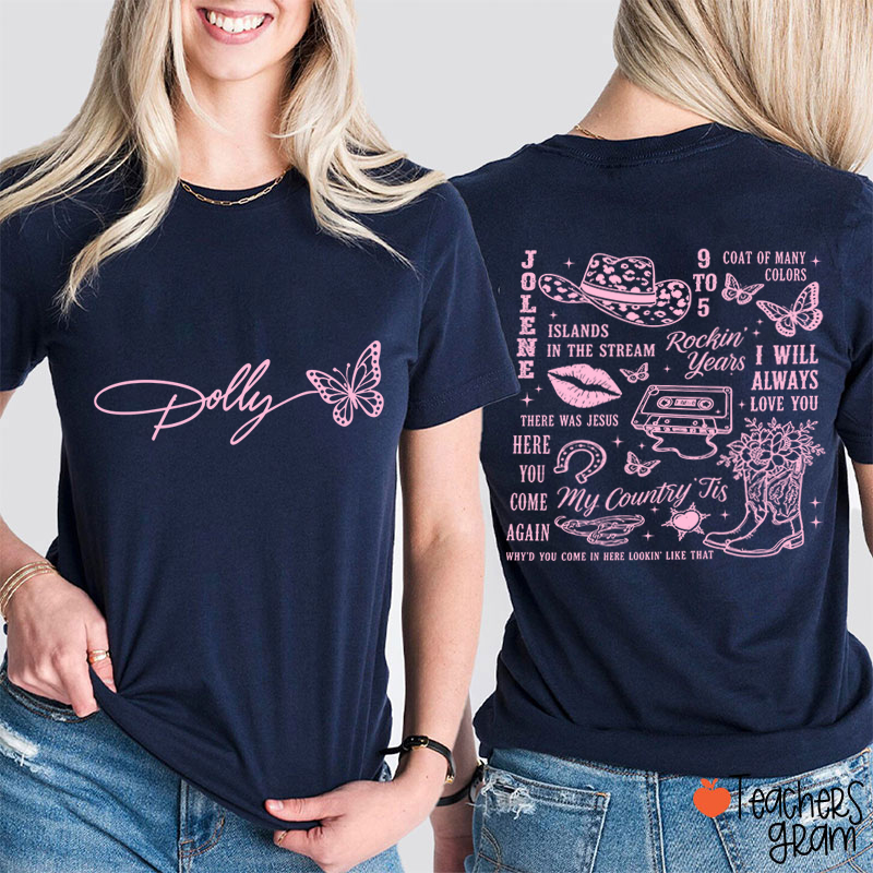 Butterfly Classic Song List Teacher Two Sided T‑Shirt