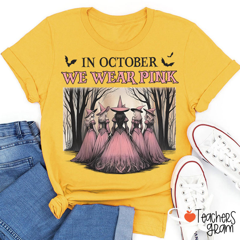 October Pink Witches Teacher T-Shirt