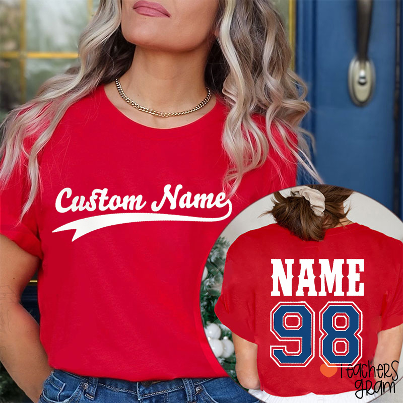 Personalized Team Name Jersey Teacher Two Sided T-Shirt