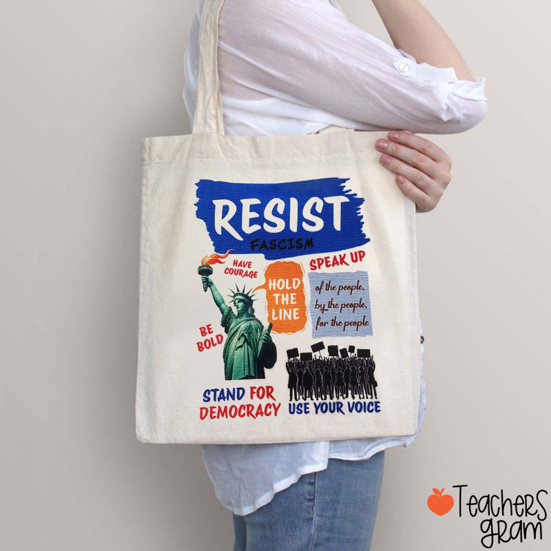 Resist Stand For Democracy Teacher Tote Bag