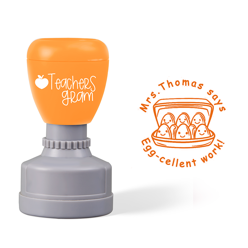 Personalized Name Mrs Thomas Says Eggcellent Work Teacher Stamp