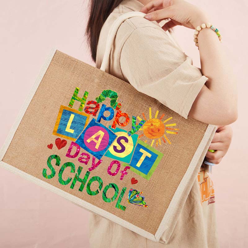 Summer Happy Last Day Of School Teacher Jute Bag