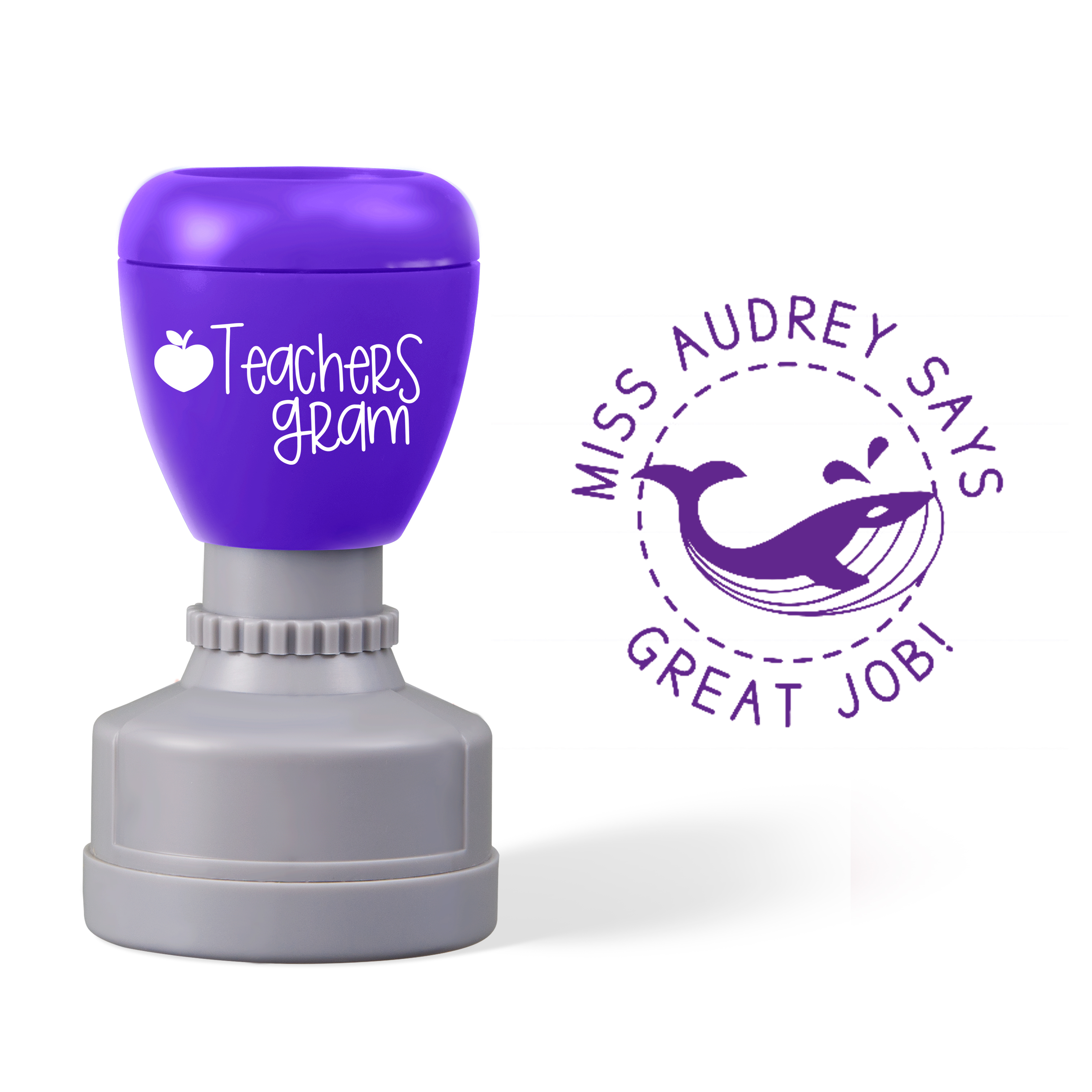 Personalized Name Great Job Whale Teacher Stamp