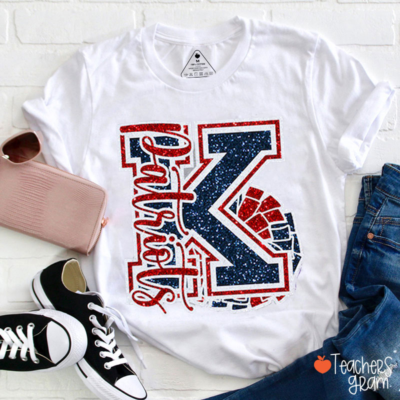 Personalized Mascot And Big Letter Teacher T-Shirt