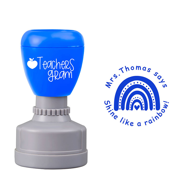 Personalized Shine Like A Rainbow Teacher Stamp