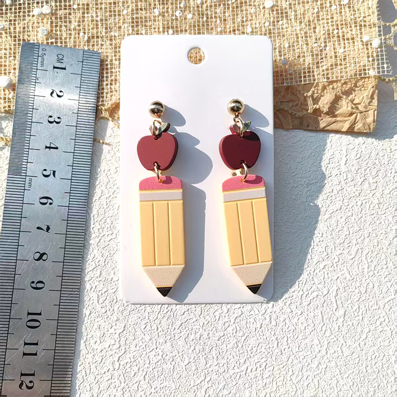 Cute Apple Pencil Teacher Acrylic Earrings