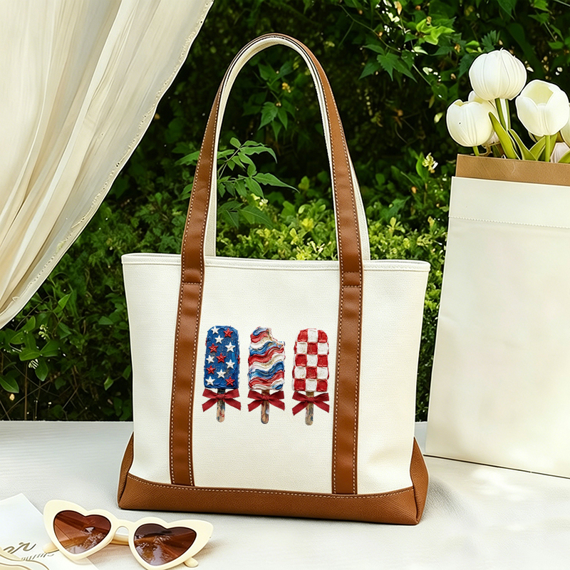 Patriotic Popsicle Teacher Canvas Tote Bag