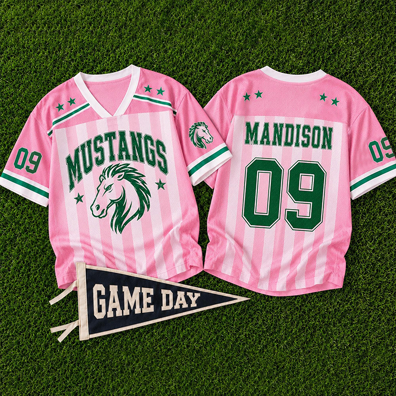 Personalized Mascot And Name Preppy Stripes Game Day Teacher Mesh Jersey