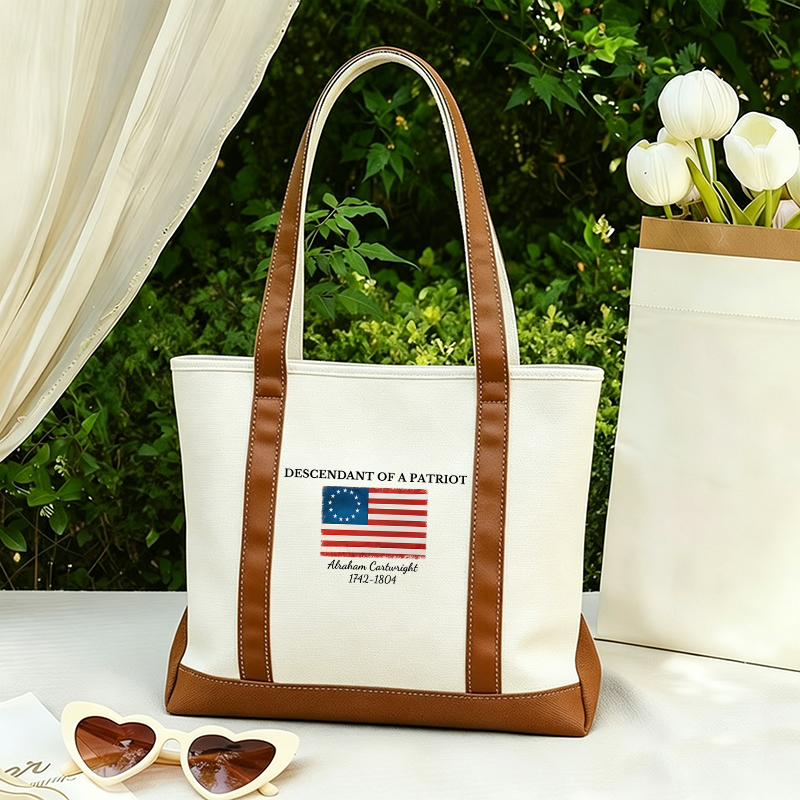 Descendant Of A Patriot Abraham Cartwright 1742-1804 Teacher Canvas Tote Bag