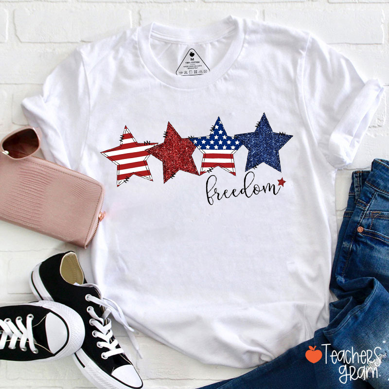 Patriotic Stars Freedom Teacher T-Shirt