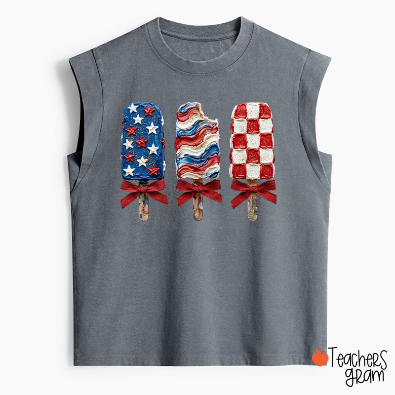 Patriotic Popsicle Teacher Washed Tank Top