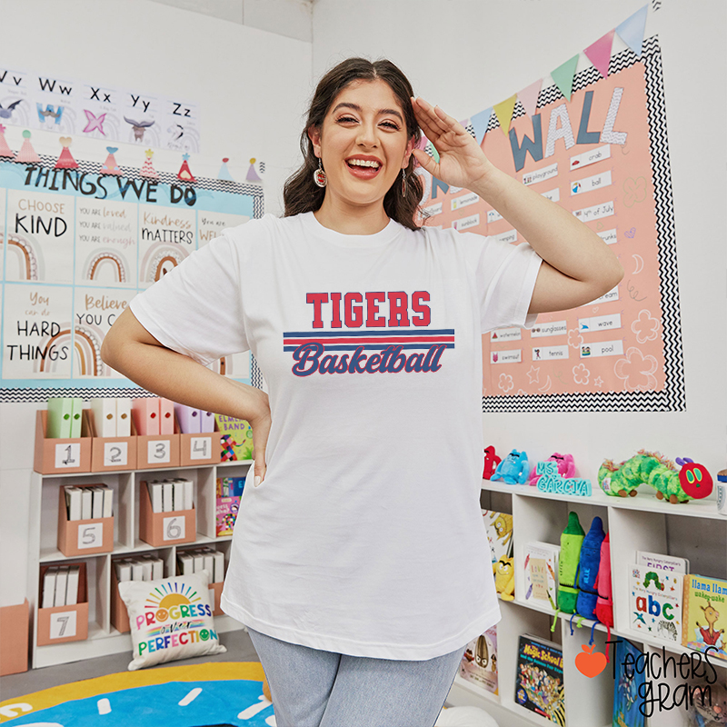 Personalized Mascot And Sport Contrasting Lines School Spirit Teacher T-Shirt