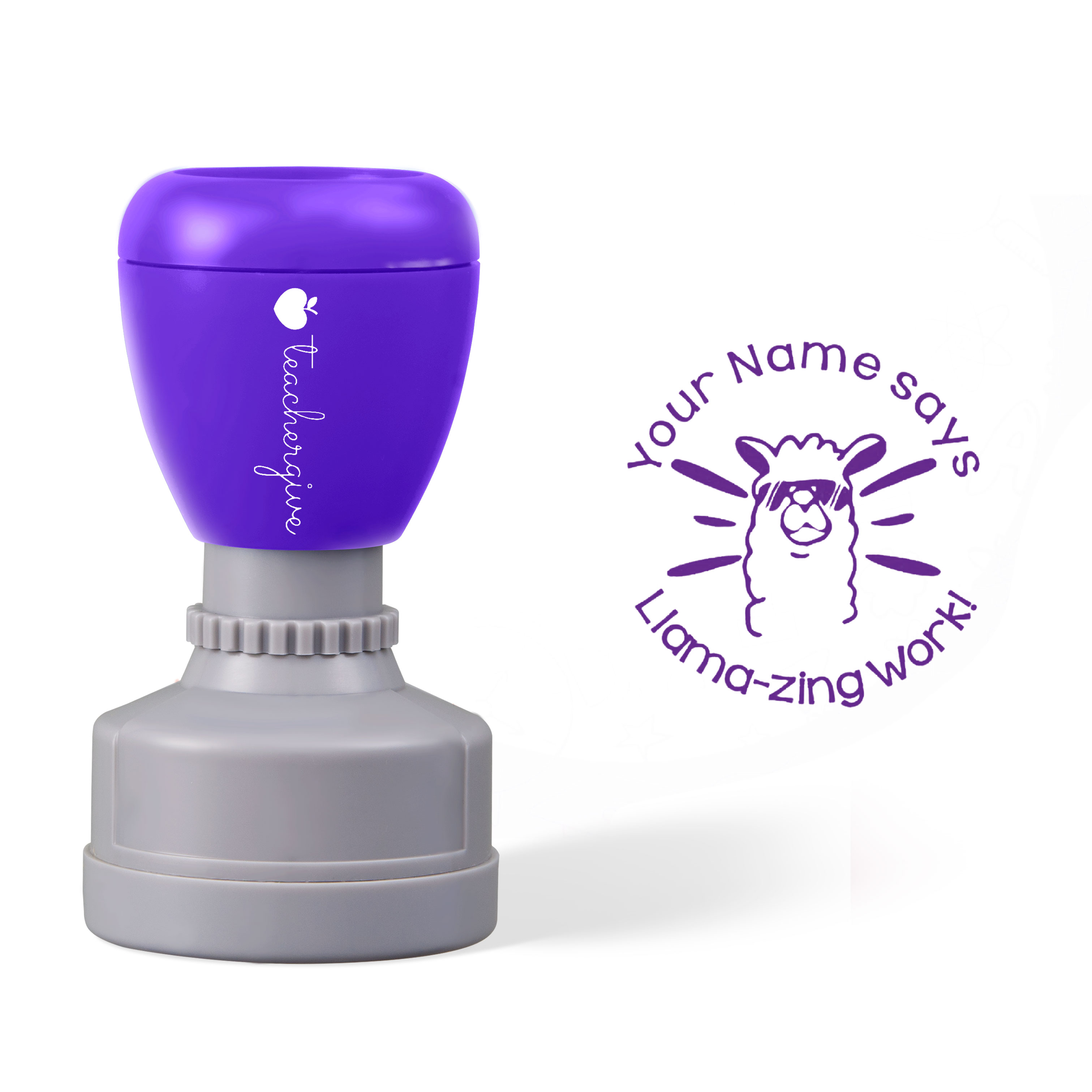 Personalized Teacher Says Llamazing Work Teacher Stamp