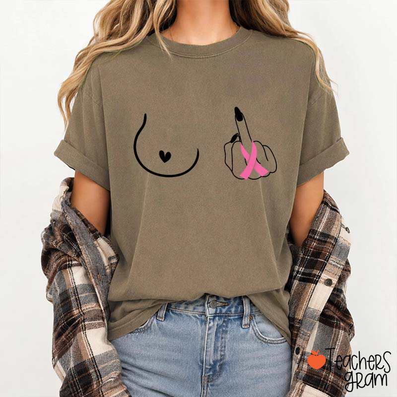 Middle Finger Minimal Line Art Distressed Washed Teacher T‑Shirt