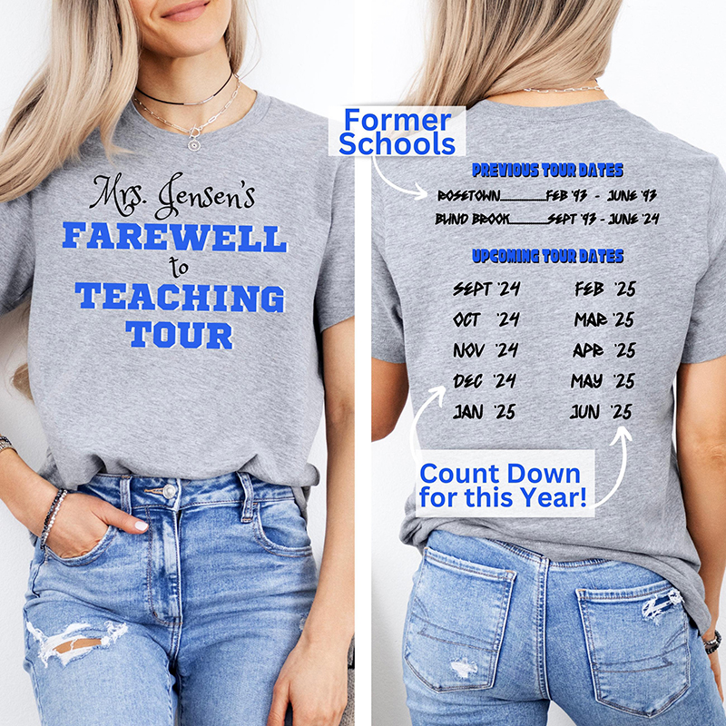 Personalized Farewell To Teaching Retirement Countdown Teacher Two Sided T-Shirt