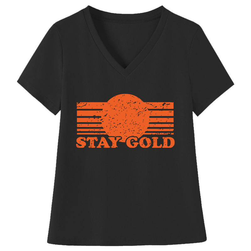 Stay Gold Teacher Female V-Neck T-Shirt