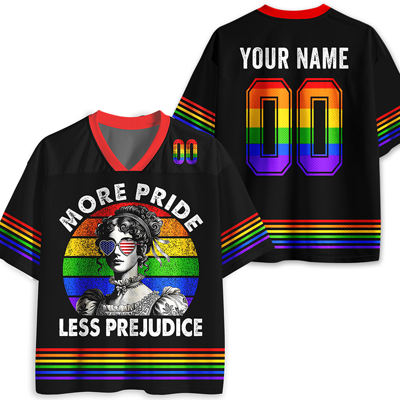 Personalized Name And Number More Pride Less Prejudice Teacher Mesh Jersey