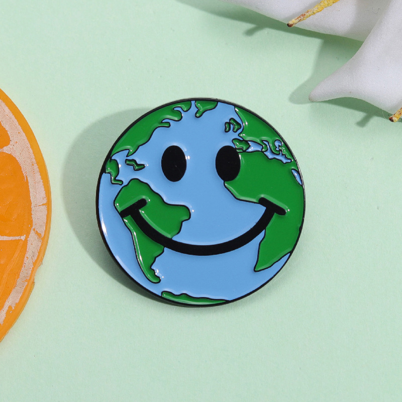 Protect The Earth Smiley Face Teacher Pin
