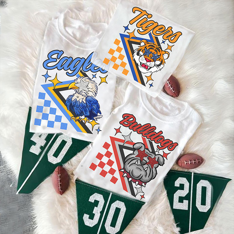Personalized Mascot Retro Diamond Checkerboard Teacher T-Shirt