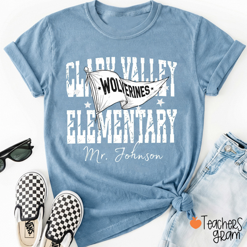 Personalized School Mascot Pennant Flag Teacher T-Shirt