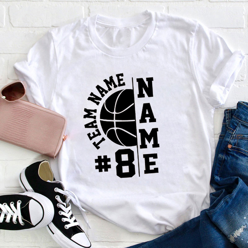 Personalized School Mascot Number And Name  Teacher T-Shirt
