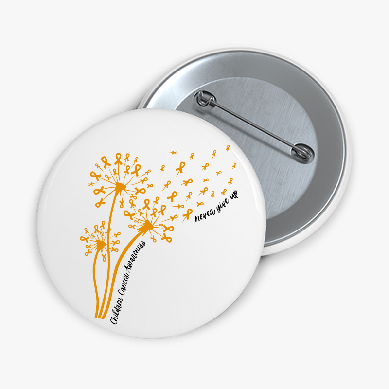Childhood Cancer Awareness Never Give Up Teacher Pinback Button