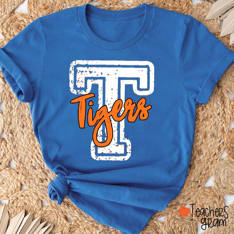 Personalized School Mascot Distressed Teacher T-Shirt