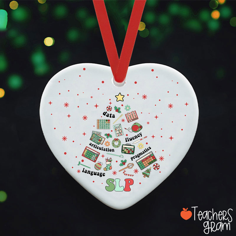 Speech Therapy Christmas Teacher Ceramic Christmas Ornament