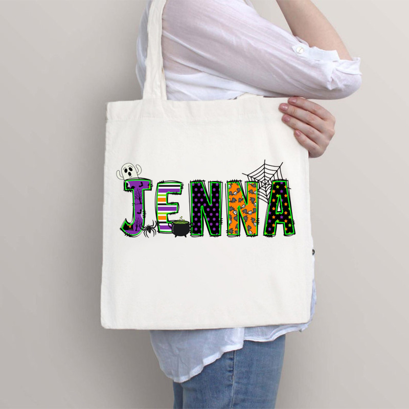 Personalized Name Halloween Teacher Tote Bag