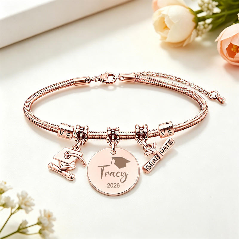 Personalized Name Graduation Keepsake Teacher Metal Bracelet