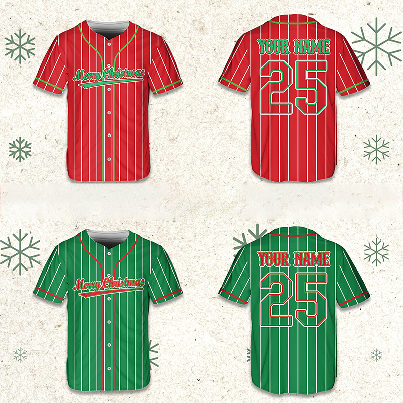 Personalized Name And Number Merry Christmas Teacher Baseball Jersey
