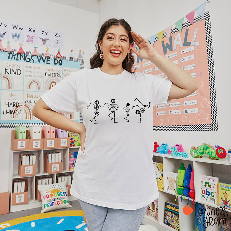 Dancing Skeletons Cool Teacher T-Shirt