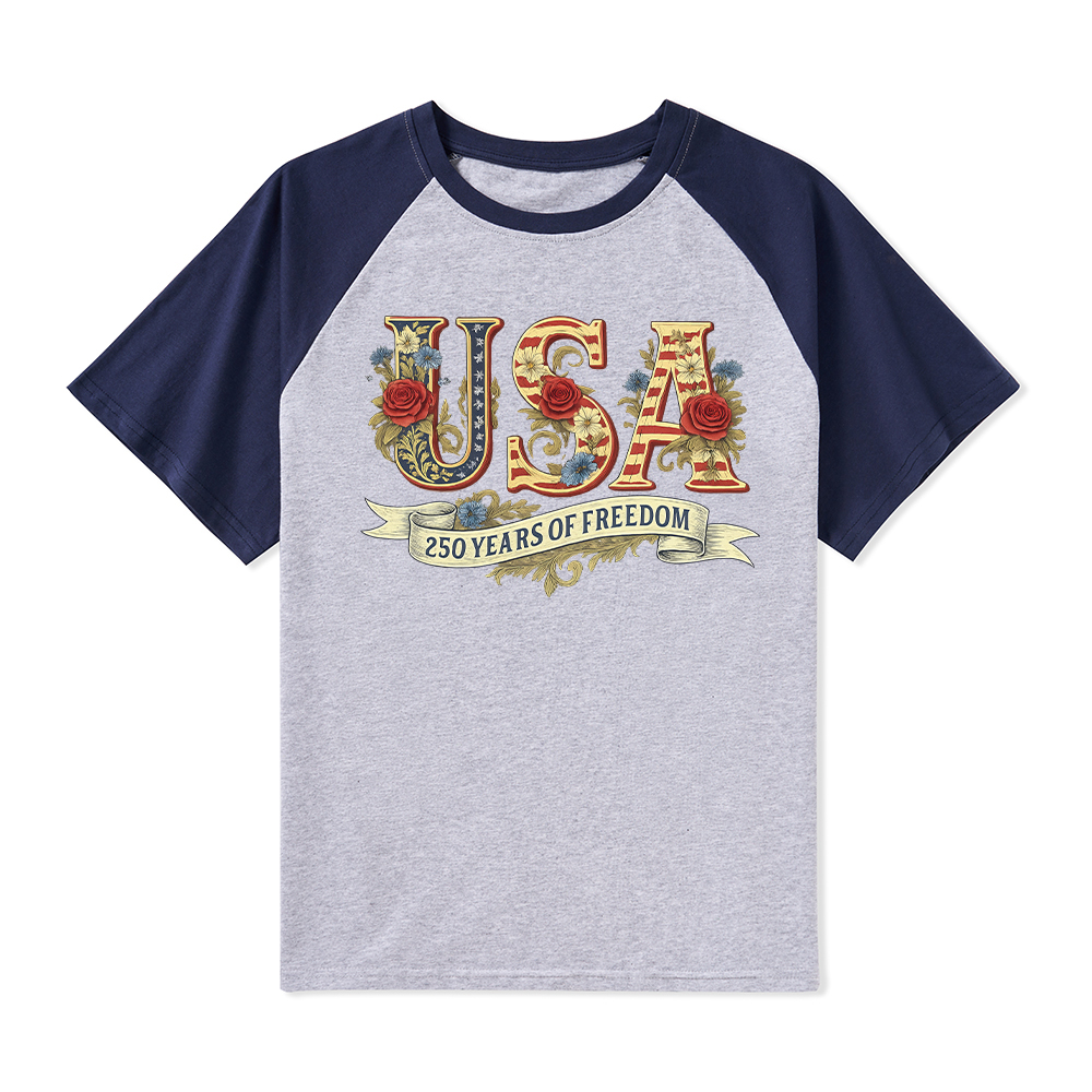 Usa 250 Years Of Freedom Teacher Raglan T-Shirt