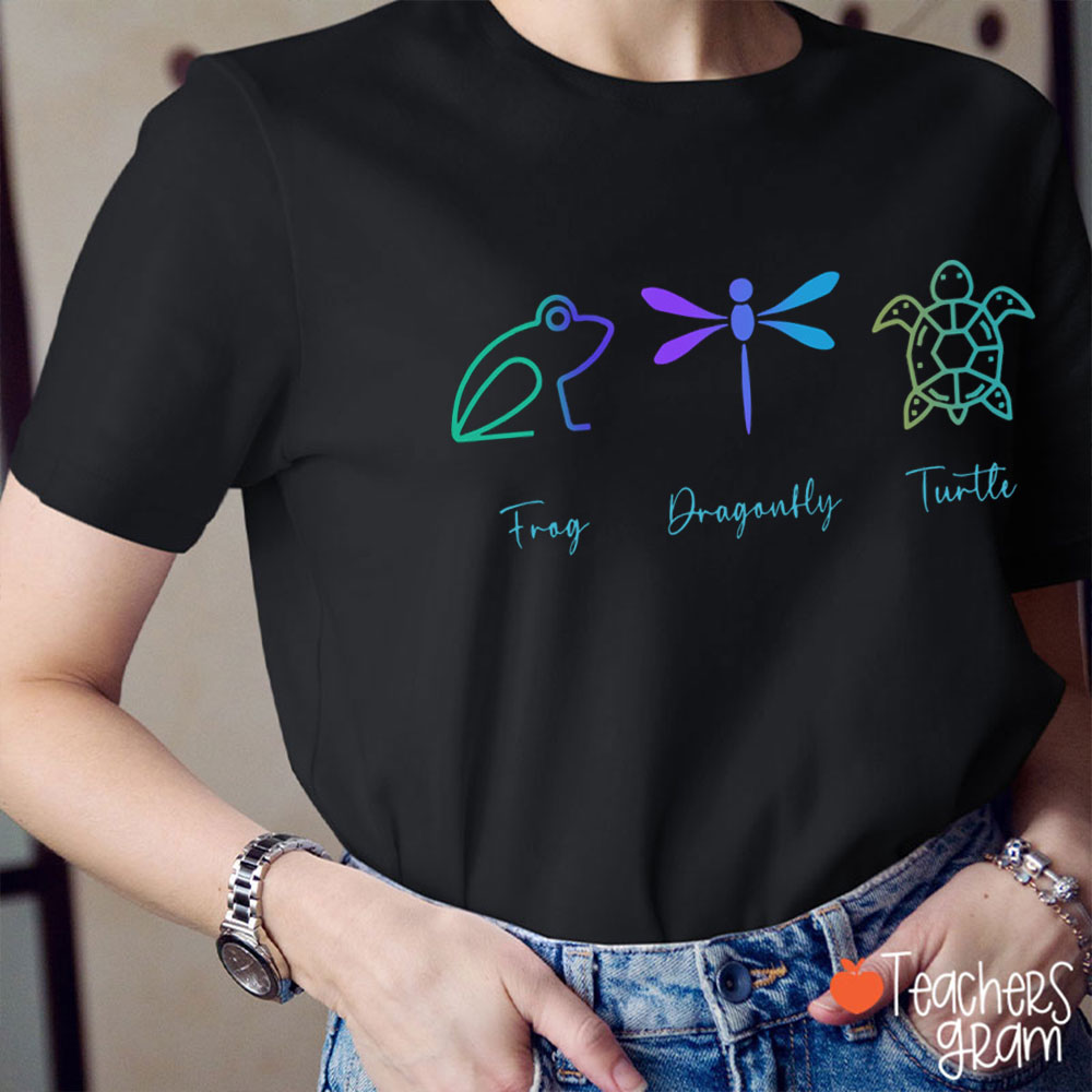 Frog Dragonfly Turtle FDT Teacher T-Shirt