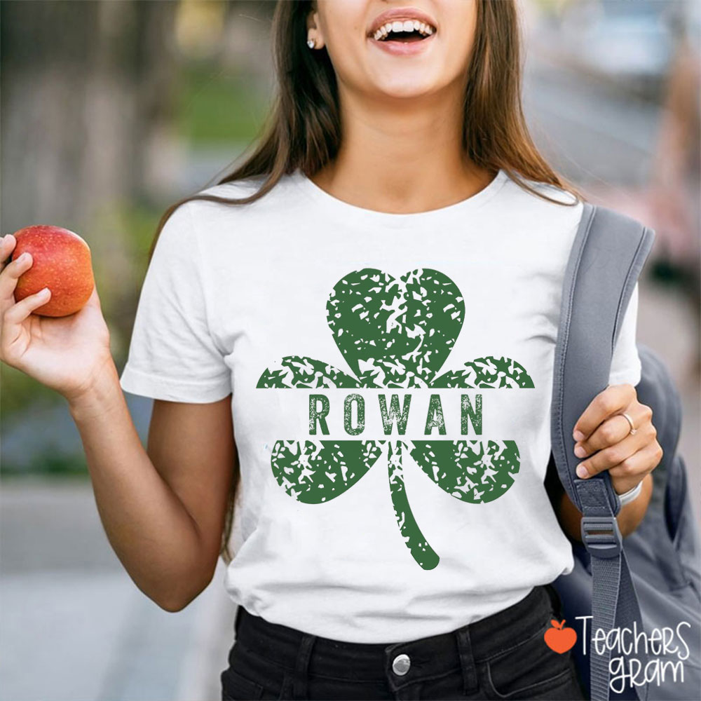 Personalized Name Retro Shamrock Teacher T-Shirt