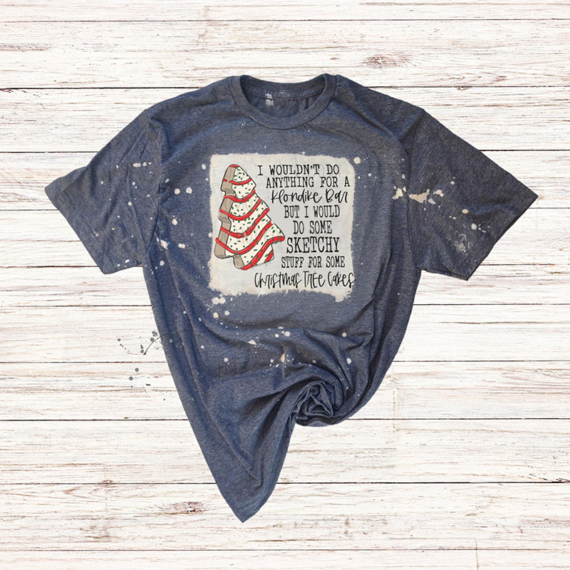 Funny Christmas Tree Cake Teacher Printed Super Soft T-Shirt