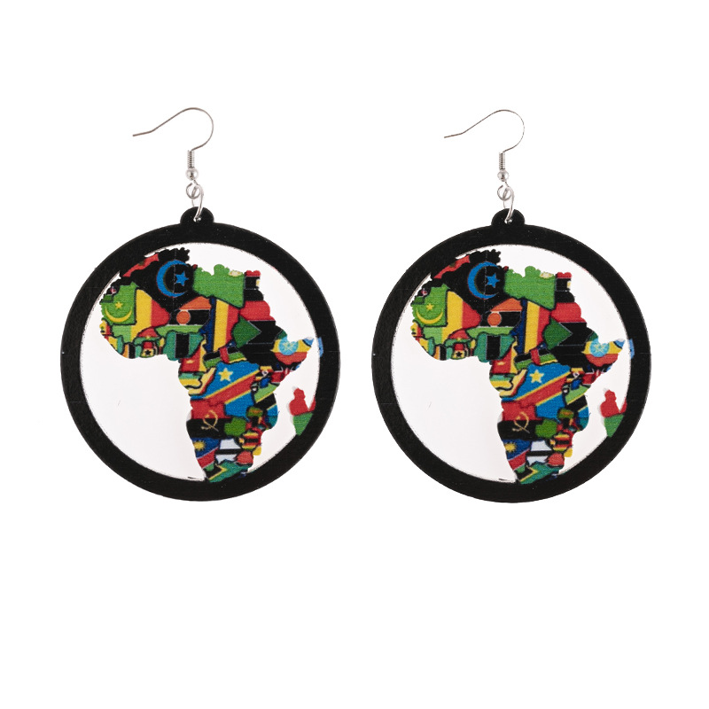 African Print Teacher Wooden Earrings