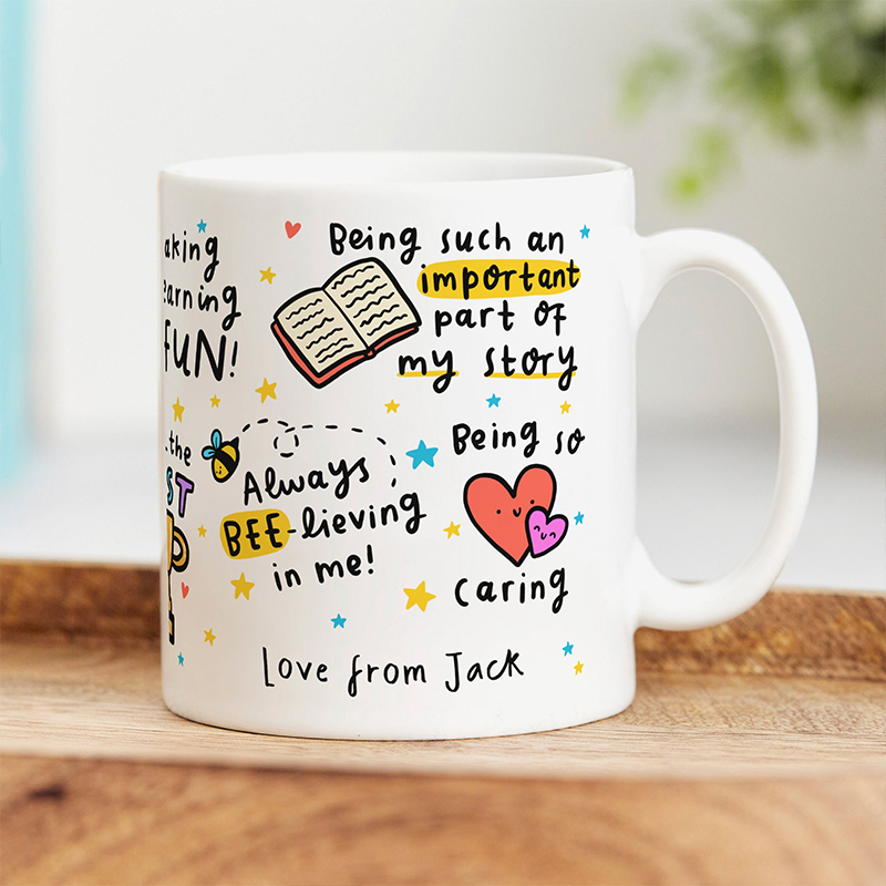 Personalised Name Thank You Teacher Mug