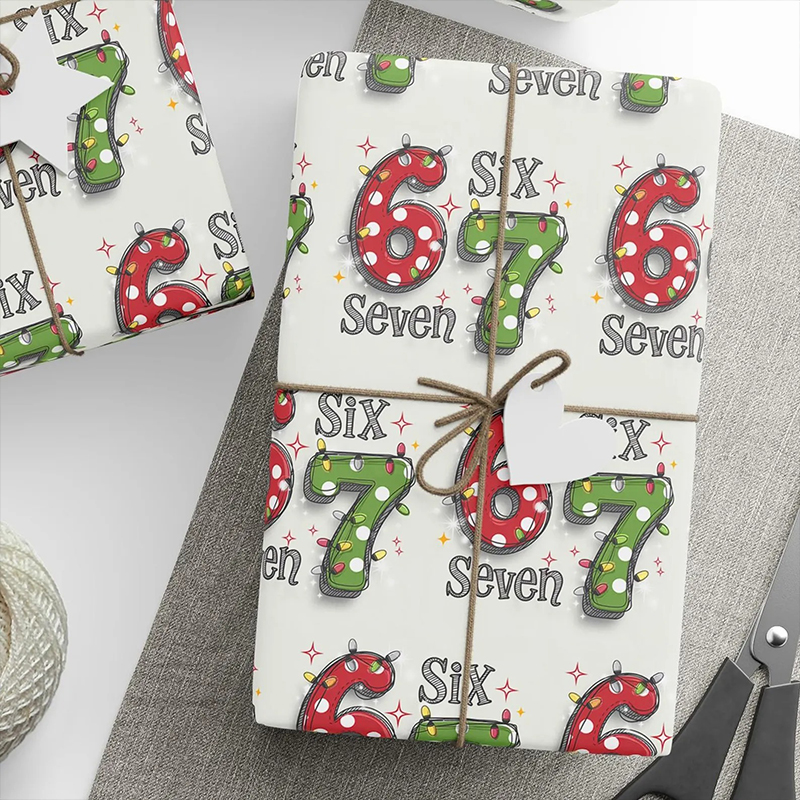 Six Seven Holiday Lights Teacher Wrapping Paper