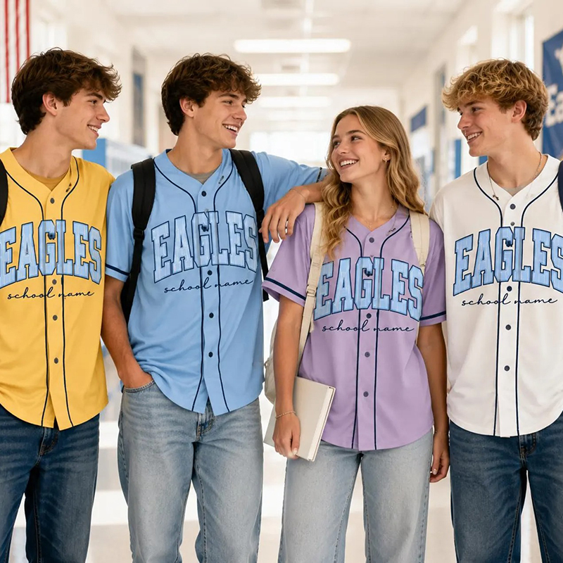 Personalized Mascot Name Preppy Solid Script Custom School Baseball Jersey