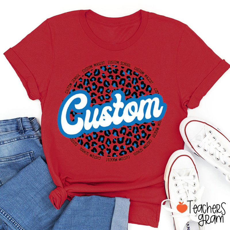 Personalized Mascot Leopard School Spirit Teacher T-Shirt