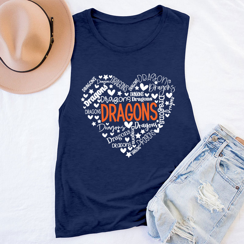 Personalized Mascot Heart Teacher Tank Top