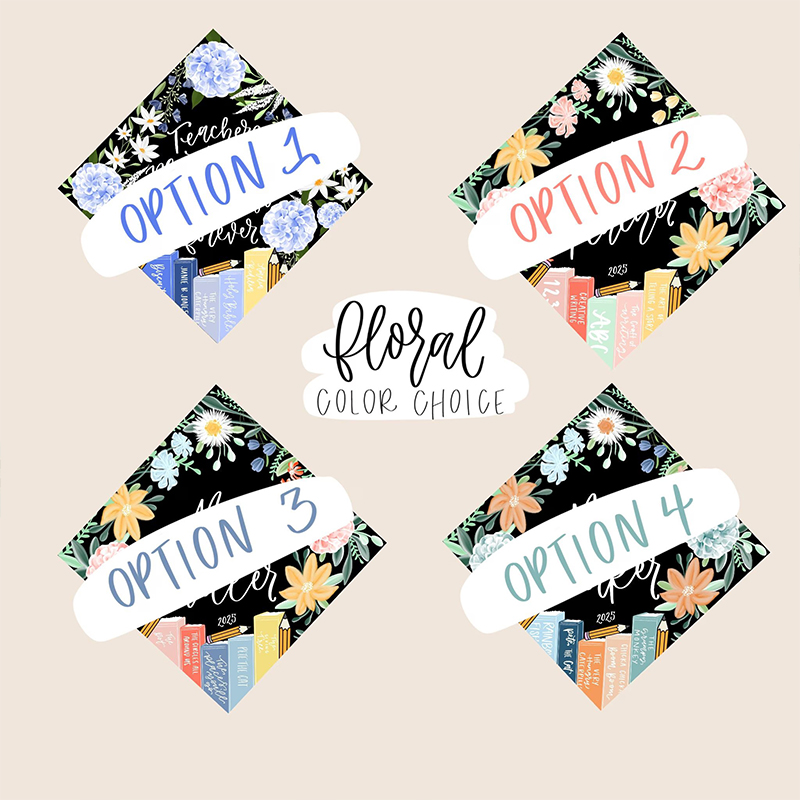 Personalized Name Flowers Books Teacher Graduation Topper