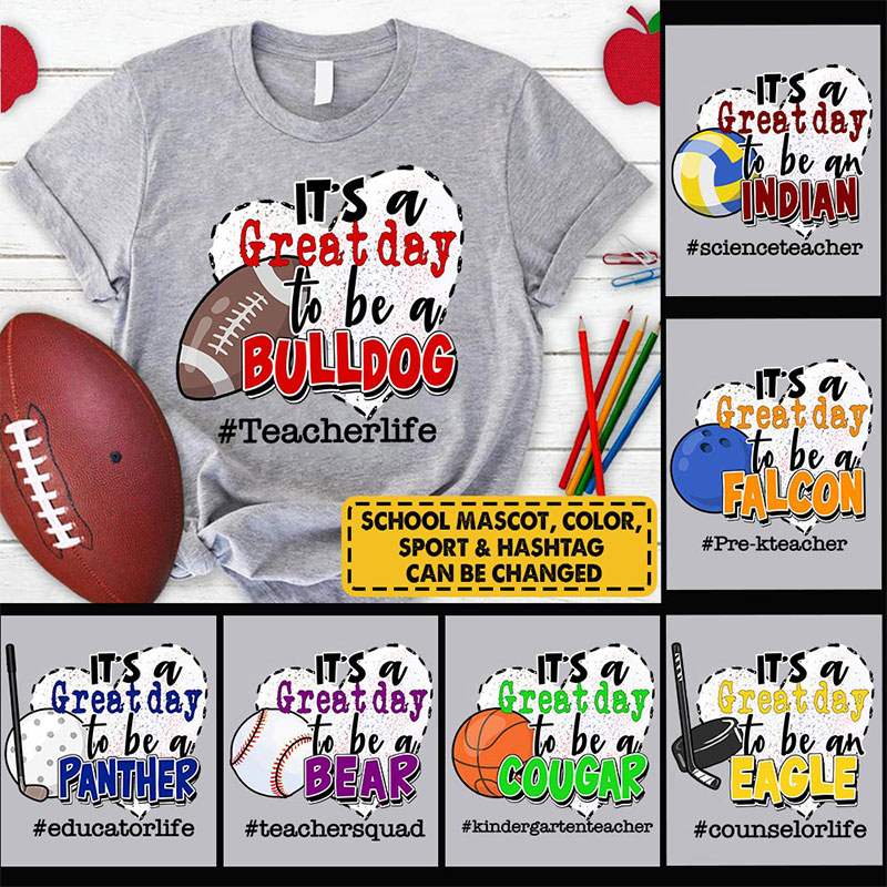 Personalized Heart And Icon It's A Great Day To Be A Teacher T-Shirt