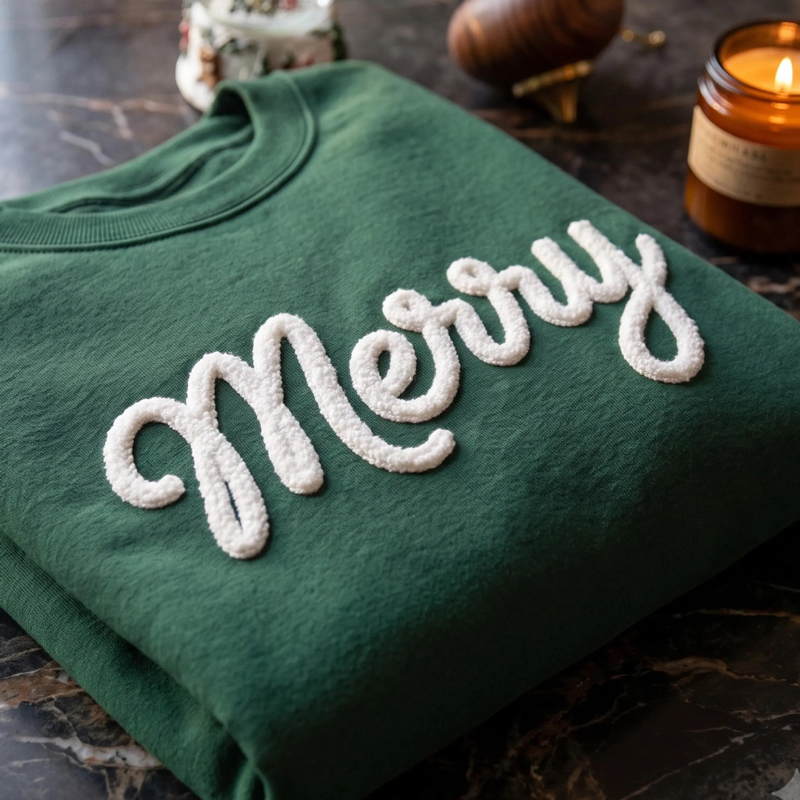 Merry Chenille Embroidery 3D Chenille Embroidery Teacher Sweatshirt
