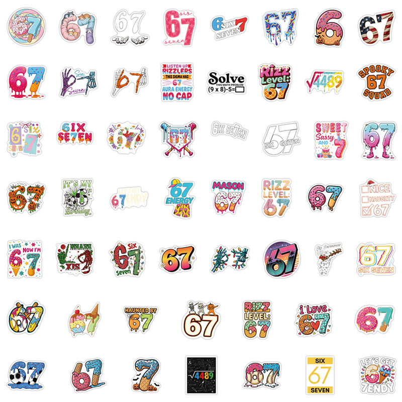 50 PCS Trendy Six Seven Meme Christmas Teacher Stickers